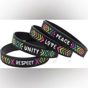 Giftphoria Peace Love Unity Respect Friendship Rubber Bracelets 12 pc Unisex